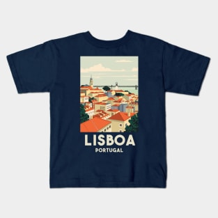 A Vintage Travel Art of Lisbon - Portugal Kids T-Shirt